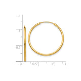14k Yellow Gold Hoop Earrings, Classic Round Polished Hoops, Lightweight Minimalist Design for Women