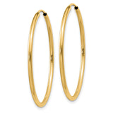 14k Yellow Gold Hoop Earrings, Classic Polished Round Design, Lightweight Minimalist Style
