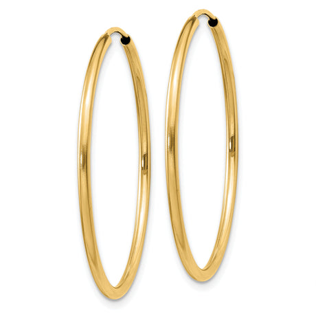14k Yellow Gold Hoop Earrings, Classic Polished Round Design, Lightweight Minimalist Style