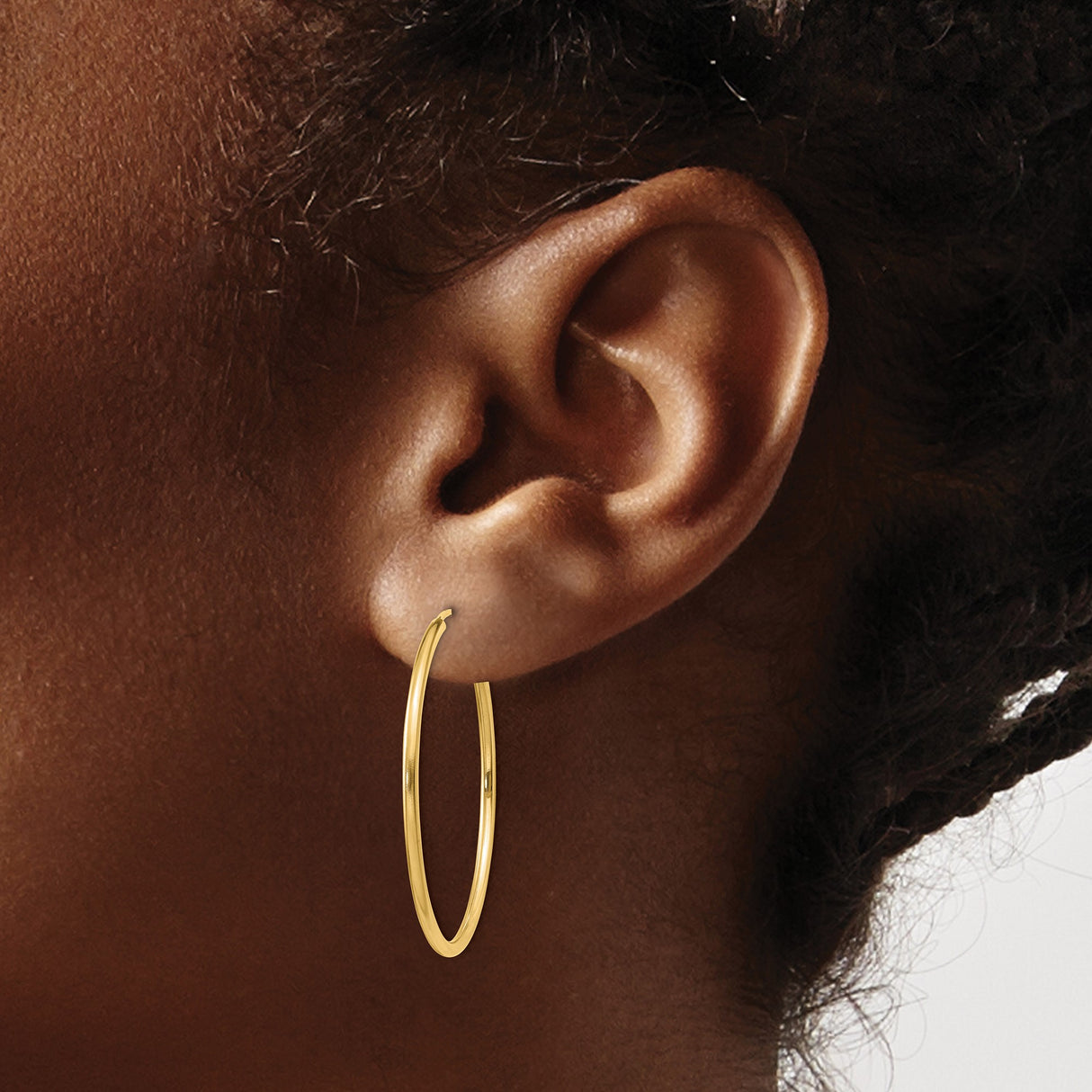 14k Yellow Gold Hoop Earrings, Classic Polished Round Design, Lightweight Minimalist Style