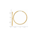14k Yellow Gold Hoop Earrings, Classic Round Smooth Polished Lightweight Design for Women
