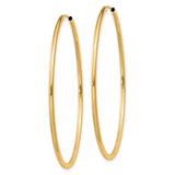 14k Yellow Gold Hoop Earrings, Classic Round Endless Design, Lightweight for Women