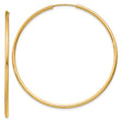 14k Yellow Gold Hoop Earrings, Classic Round Endless Design, Lightweight for Women