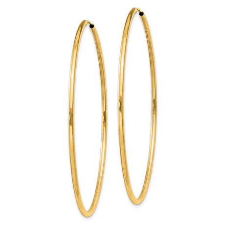 14k Yellow Gold Hoop Earrings, Thin Round Endless Polished Hoops, Lightweight Minimalist Jewelry
