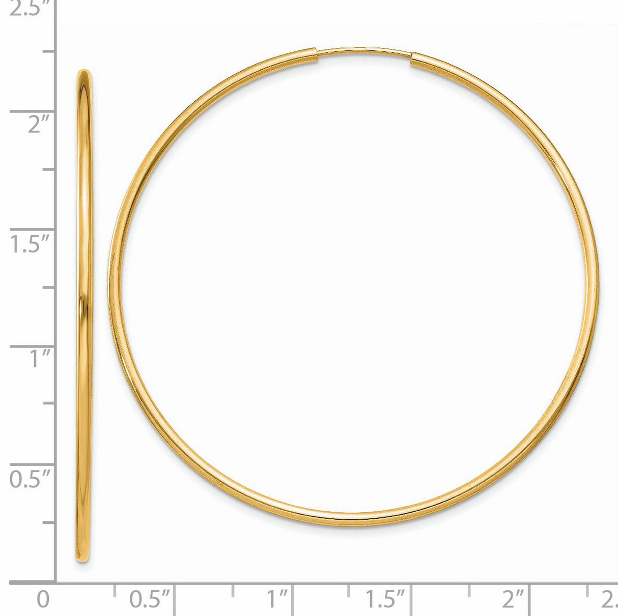14k Yellow Gold Hoop Earrings, Thin Round Endless Polished Hoops, Lightweight Minimalist Jewelry