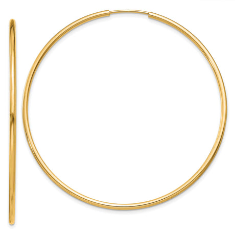 14k Yellow Gold Hoop Earrings, Thin Round Endless Polished Hoops, Lightweight Minimalist Jewelry