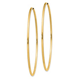 14k Yellow Gold Hoop Earrings, Large Round Polished Design, Lightweight Minimalist Style for Women