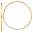 14k Yellow Gold Hoop Earrings, Large Round Polished Design, Lightweight Minimalist Style for Women