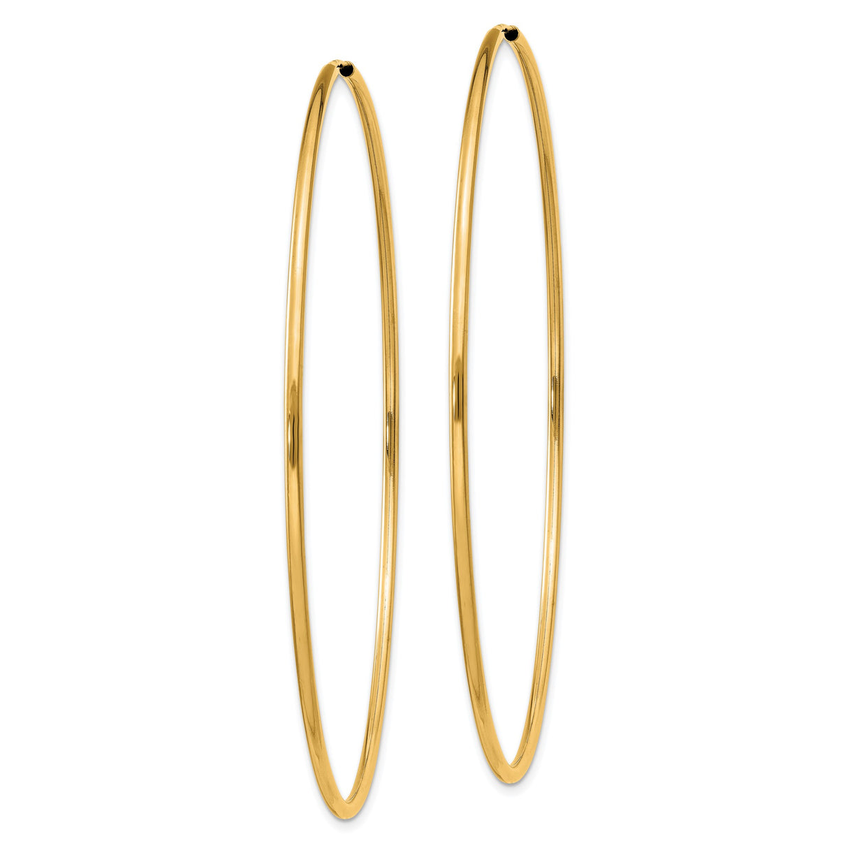 14k Yellow Gold Hoop Earrings, Large Round Endless Design with High Polish Finish, Minimalist Style