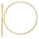14k Yellow Gold Hoop Earrings, Large Round Endless Design with High Polish Finish, Minimalist Style