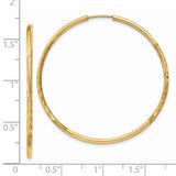 14k Yellow Gold Hoop Earrings, Lightweight Polished with Textured and Diamond-Cut Finish