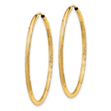 14k Yellow Gold Hoop Earrings, Diamond-Cut Textured Design, Polished Finish, Lightweight Classic Style