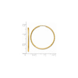 14k Yellow Gold Hoop Earrings, Diamond-Cut Textured Design, Polished Finish, Lightweight Classic Style