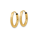 14k Yellow Gold Hoop Earrings with Textured Diamond-Cut Finish and Satin Detail