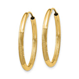 14k Yellow Gold Hoop Earrings, Classic Round Textured Design with Diamond-Cut Accents