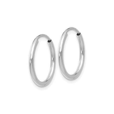 14k White Gold Hoop Earrings, Classic Round Polished Hoops with Hinged Back, Lightweight Design