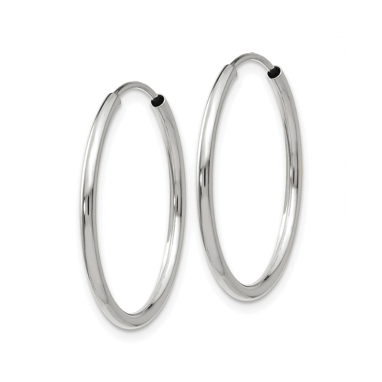 14k White Gold Hoop Earrings, Endless Round Polished Minimalist Design for Women