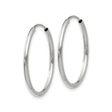14k White Gold Hoop Earrings, Endless Round Polished Minimalist Design for Women