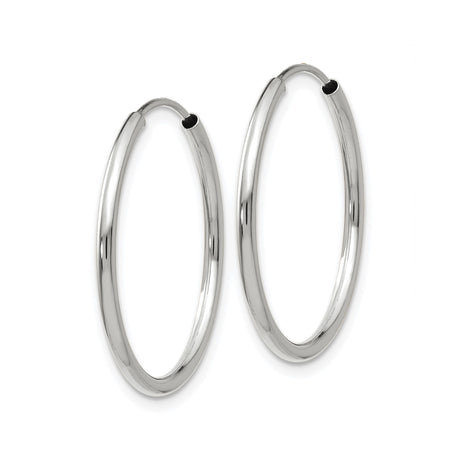 14k White Gold Hoop Earrings, Endless Round Polished Minimalist Design for Women