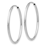14k White Gold Hoop Earrings, Classic Round Polished Minimalist Design for Women