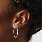 14k White Gold Hoop Earrings, Classic Round Polished Minimalist Design for Women