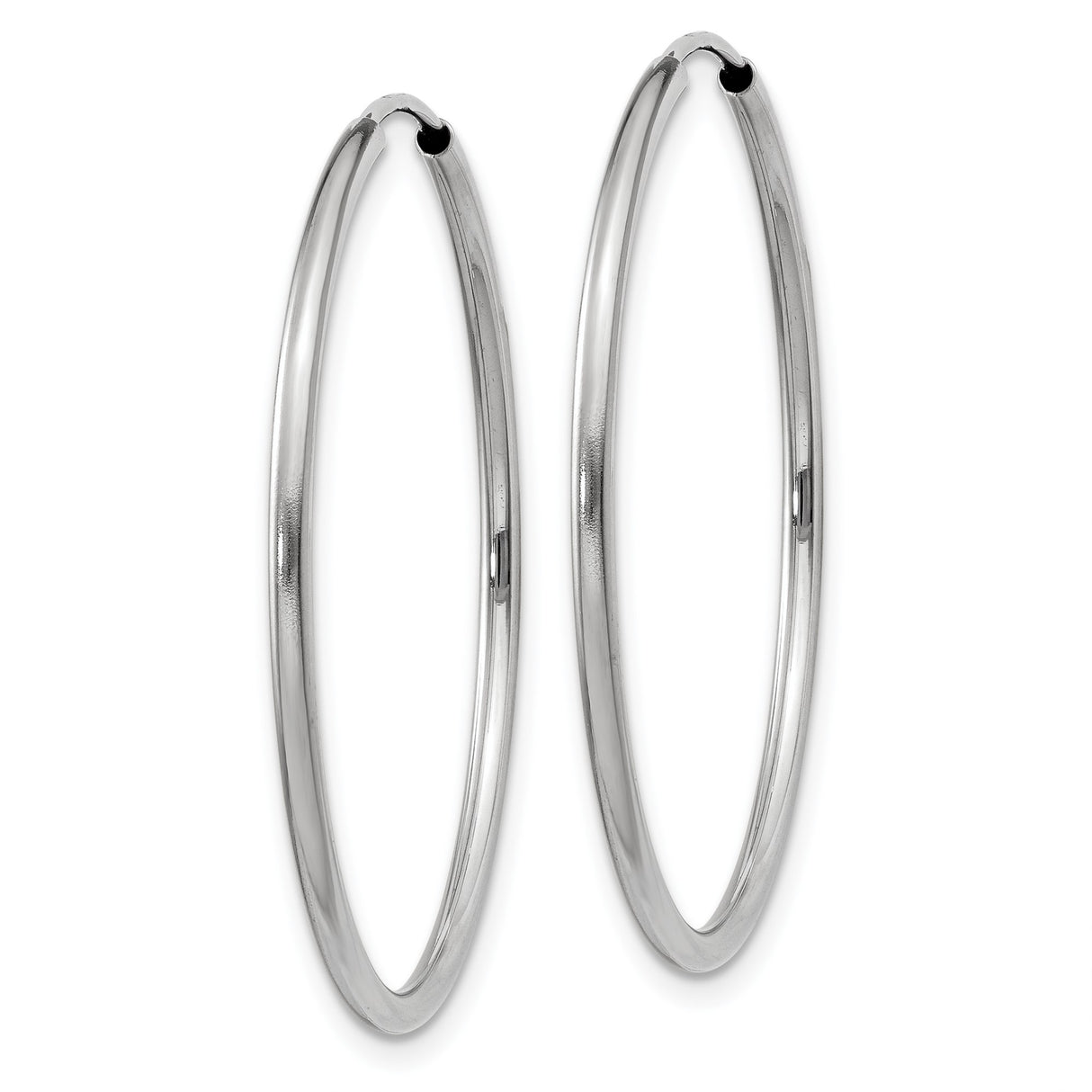 14k White Gold Hoop Earrings, Classic Minimalist Round Design, High Polish Sleek Hoops