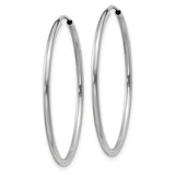 14k White Gold Hoop Earrings, Classic Minimalist Round Design, High Polish Sleek Hoops