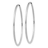 14k White Gold Hoop Earrings, Lightweight High Polish Endless Hoops for Women