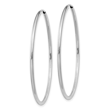 14k White Gold Hoop Earrings, Lightweight High Polish Endless Hoops for Women
