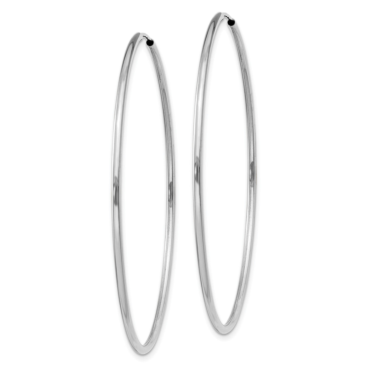 14k White Gold Large Hoop Earrings, Classic Polished Round Design for Women