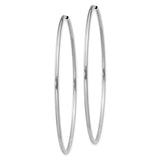 14k White Gold Hoop Earrings, Large Lightweight Round Design with Polished Finish for Women