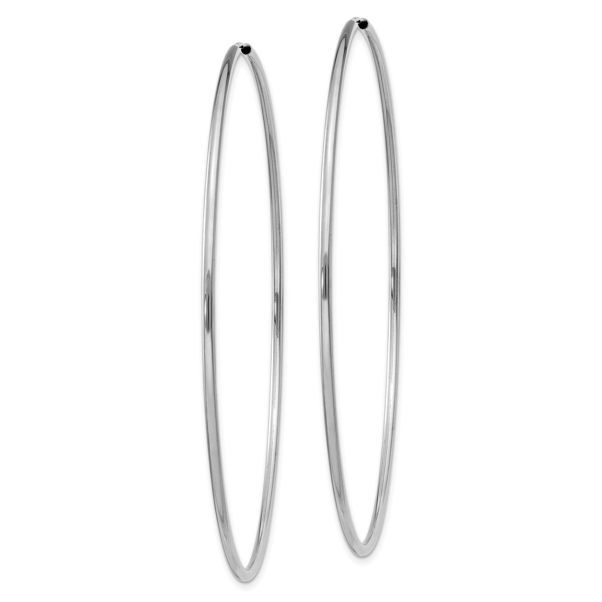 14k White Gold Hoop Earrings, Large Round Polished Minimalist Design for Women