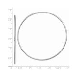 14k White Gold Hoop Earrings, Large Round Polished Minimalist Design for Women