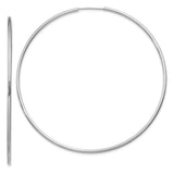 14k White Gold Hoop Earrings, Large Round Polished Minimalist Design for Women