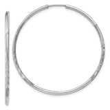 14k White Gold Bangle Bracelet with Textured and Polished Finish, Etched Minimalist Design