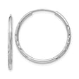 14k White Gold Hoop Earrings, Lightweight Diamond-Cut Textured Endless Hoops for Women