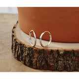 14k White Gold Hoop Earrings, Brushed and Polished Finish with Diamond-Cut Floral Accents