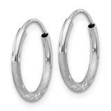 14k White Gold Hoop Earrings, Textured and Polished Diamond Cut Classic Hoops for Women