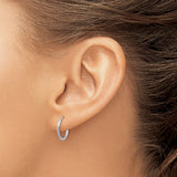 14k White Gold Hoop Earrings, Textured and Polished Diamond Cut Classic Hoops for Women