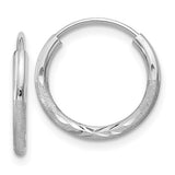 14k White Gold Hoop Earrings, Textured and Polished Diamond Cut Classic Hoops for Women