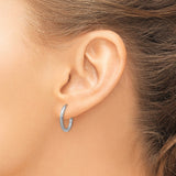 14k White Gold Hoop Earrings with Satin Finish and Diamond-Cut Leaf Pattern