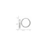 14k White Gold Hoop Earrings with Textured Diamond Cut Design, Medium Size, Secure Clasp