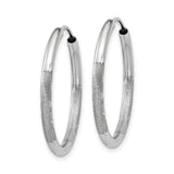 14k White Gold Hoop Earrings, Diamond Cut Textured Polished Finish, Lightweight Modern Design