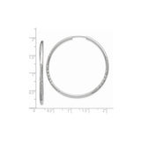 14k White Gold Hoop Earrings, Diamond-Cut Textured Design, Polished Finish, Lightweight Womens Jewelry