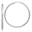 14k White Gold Hoop Earrings, Diamond-Cut Textured Design, Polished Finish, Lightweight Womens Jewelry