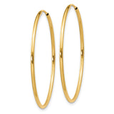 14k Yellow Gold Hoop Earrings, Classic Endless Design with Polished Finish, Lightweight and Minimalist Style