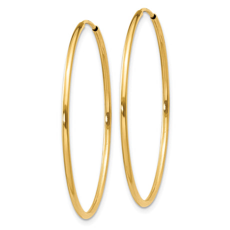 14k Yellow Gold Hoop Earrings, Classic Endless Design with Polished Finish, Lightweight and Minimalist Style