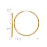 14k Yellow Gold Hoop Earrings, Classic Endless Design with Polished Finish, Lightweight and Minimalist Style