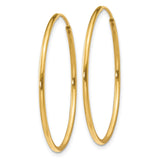 14k Yellow Gold Hoop Earrings, Classic Thin Round Endless Design, Lightweight Minimalist Style