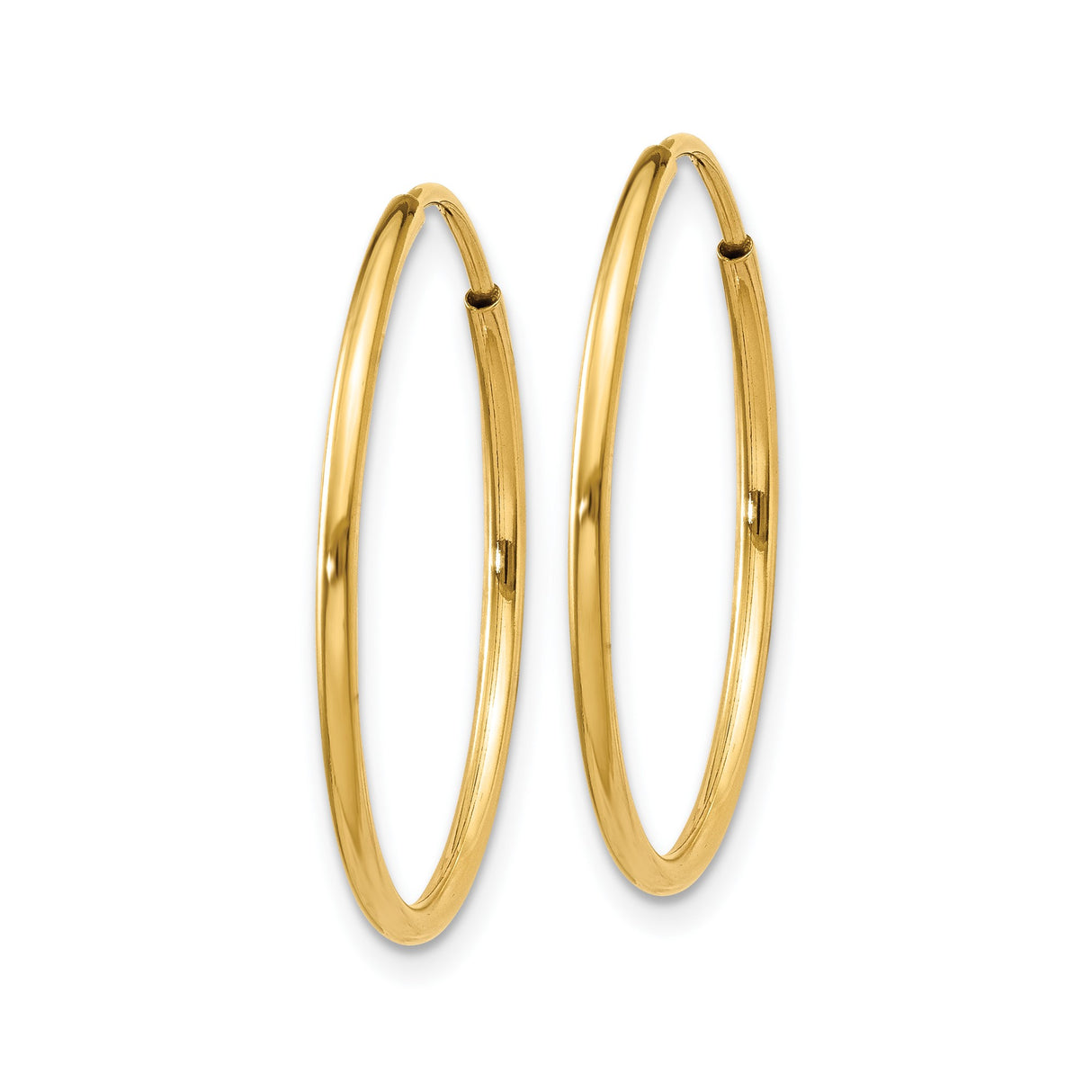 14k Yellow Gold Hoop Earrings, Classic Round Minimalist Design for Women